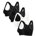 thumbnail image 1 of Women's Sports Bra 4PC Front Closure Compression Bras For High Sports Everyday Bras for Women No Underwire Black 5XL, 1 of 8