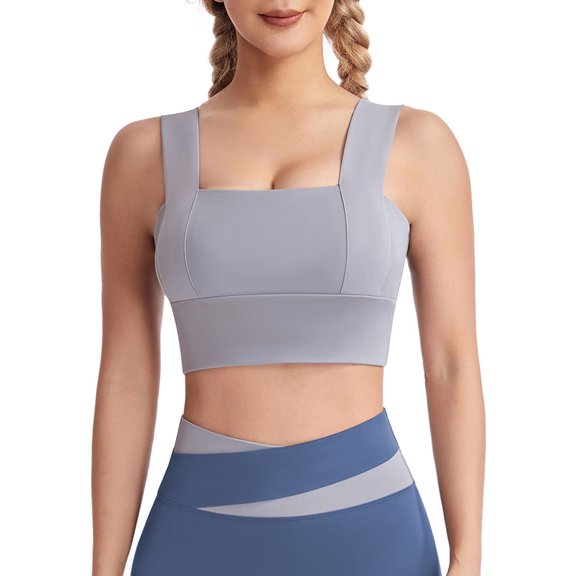 Women's Sports Bra Fashionable Solid Color Underwire Gathering Sports And Fitness Bra Sports Bra Gray S