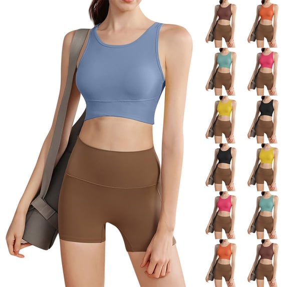 Women's Sports Bra Fixed Cup Slim Strap Yoga Bra Vest, Seamless Wireless Padded Fitness Underwear, Breathable High Elasticity Workout Bralette, Thin Strap Supportive Gym Tank Top, Yoga Cami Bra