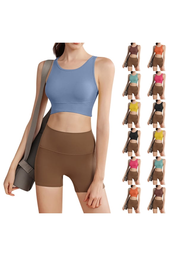 Women's Sports Bra Fixed Cup Slim Strap Yoga Bra Vest, Seamless Wireless Padded Fitness Underwear, Breathable High Elasticity Workout Bralette, Thin Strap Supportive Gym Tank Top, Yoga Cami Bra