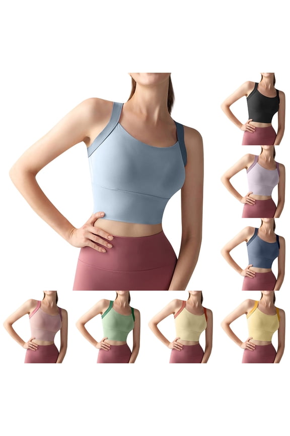 Women's Sports Bra Fixed Cup Slim Strap Yoga Bra Vest, Seamless Wireless Padded Fitness Underwear, Breathable High Elasticity Workout Bralette, Thin Strap Supportive Gym Tank Top, Yoga Cami Bra