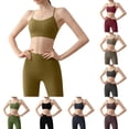 thumbnail image 1 of Women's Sports Bra Fixed Cup Slim Strap Yoga Bra Vest, Seamless Wireless Padded Fitness Underwear, Breathable High Elasticity Workout Bralette, Thin Strap Supportive Gym Tank Top, Yoga Cami Bra, 1 of 5