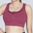 thumbnail image 1 of Women's Sports Bra Front Zipper One-piece Large Size Sports Underwear Shockproof High-strength Yoga Vest Fitness Running Fixed Bra Cover Wireless Bra Purple 3XL, 1 of 6