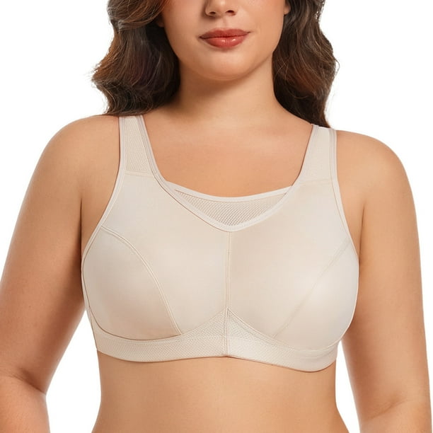 Women's Sports Bra Full Support High Impact Plus Size Wirefree Non-Padded Full Figure Bra 40D