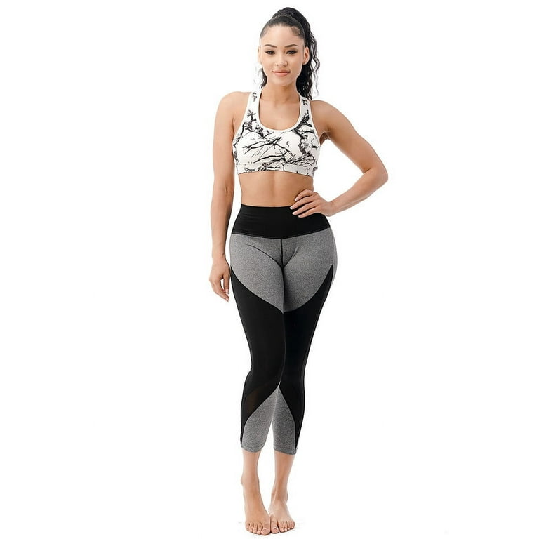 Women's Sports Bra Gym Sportswear Workout Yoga Activewear Tops White Grey  Marble X-Large