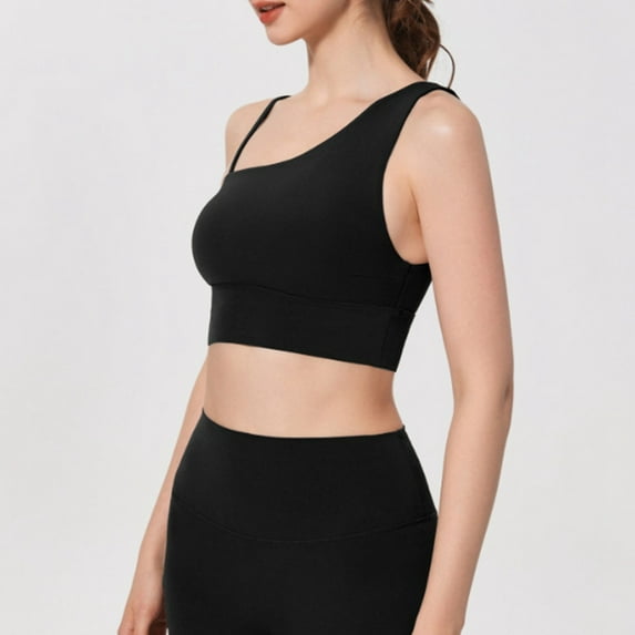 Women's Sports Bra High Shockproof Sagging Yoga Bra With Pads Stylish One Shoulder Design Fitness Dance Open Back Sports Bra Padded Big Bra Strapless Bra for Women plus Size Size E Bras for Women Wire