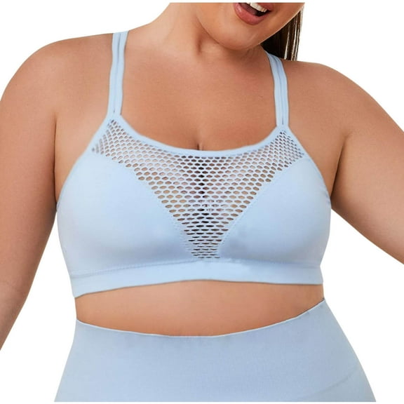 Women's Sports Bra High Support Cross Back Yoga Bra Wireless Padded Bras Supportive Workout Strappy Bras with Padding