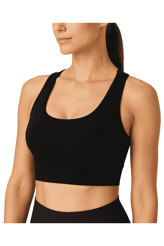 Women's Sports Yoga Bra High Impact Support Workout RunningTank Cropped Bra No Underwire full Coverage Padded with Removable Cups Back Medium Support Mesh Back Bra Black