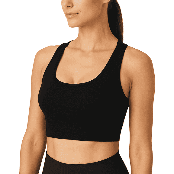 Women's Sports Yoga Bra High Impact Support Workout RunningTank Cropped Bra No Underwire full Coverage Padded with Removable Cups Back Medium Support Mesh Back Bra Black