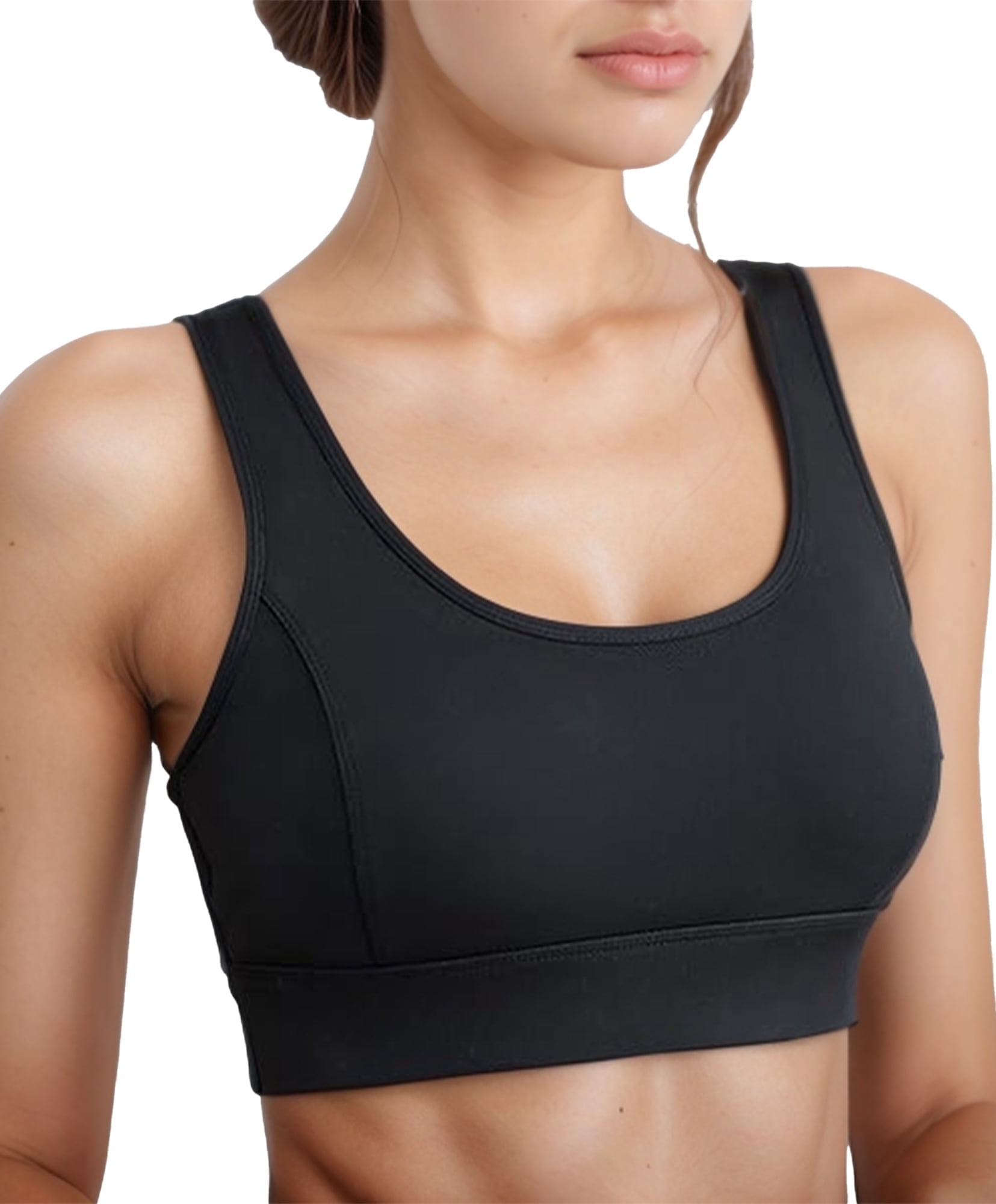 Women's Sports Yoga Bra High Impact Support Workout RunningTank Cropped Bra No Underwire full Coverage Padded with Removable Cups Back Medium Support Mesh Back Bra Black