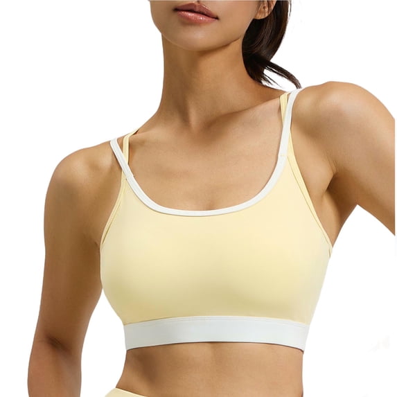 Women's Sports Bra Padded Push Up Ultra Soft Crossed Double Straps Bras Full Coverage Medium-Low Support Yoga Bra