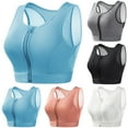 thumbnail image 1 of Women's Sports Bra Racerback Zip Front Running Bra Wireless Padded Removable High Support Breathable Yoga Gym Activewear | CSEONE,Red 2XL, 1 of 3