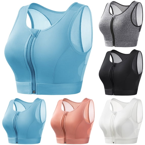 Women's Sports Bra Racerback Zip Front Running Bra Wireless Padded Removable High Support Breathable Yoga Gym Activewear | CSEONE,Red 2XL