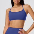 thumbnail image 1 of Women's Sports Bra Thin Shoulder Strap Shock-absorbing Running Fitness Bra Beautiful Back Sexy Yoga Gathering Sports Bra Wireless Bras for Women Blue M, 1 of 4