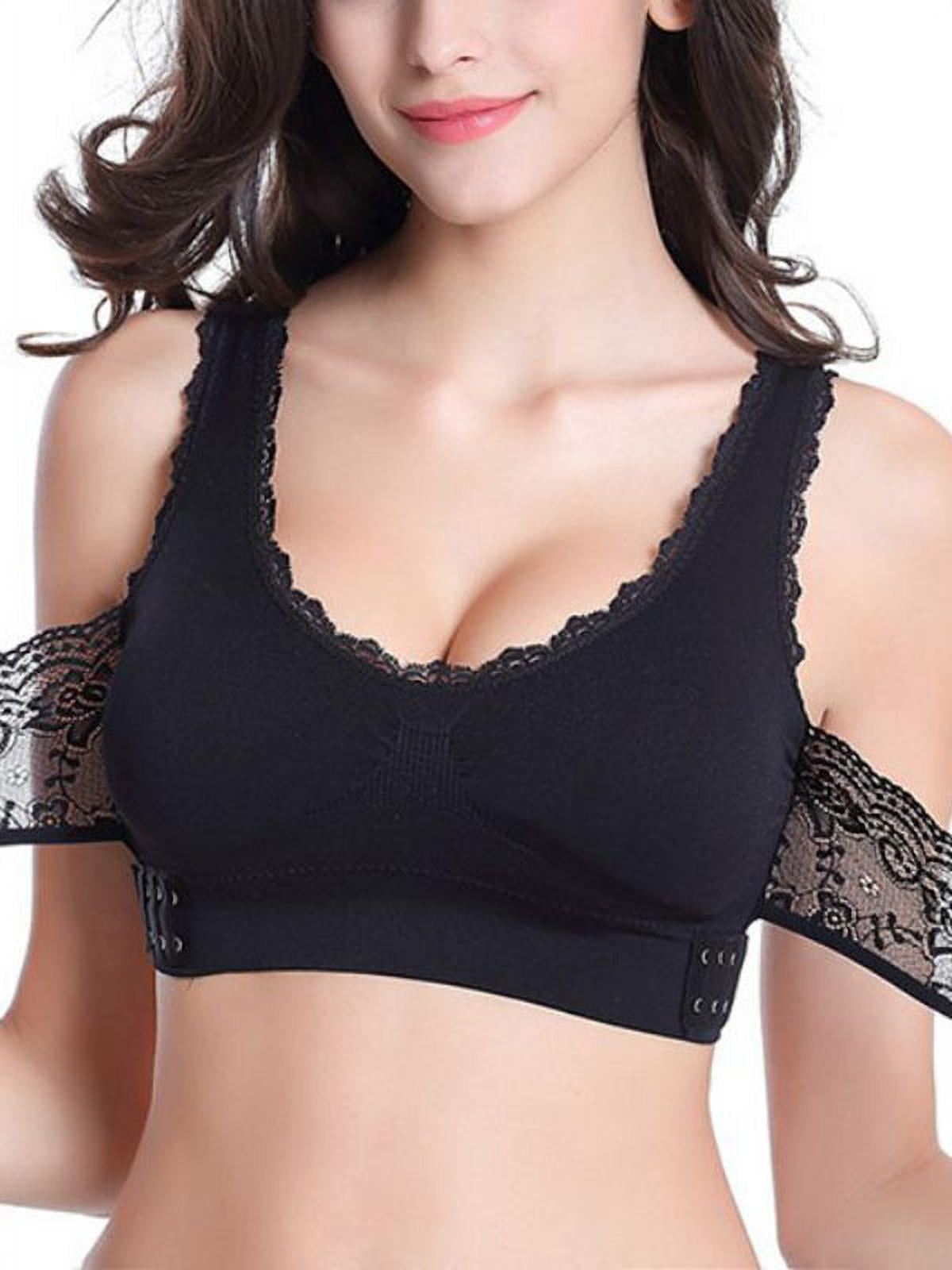 Women's Sports Bra Wireless Padded Push Up Cross Front Side Closure Solid  Color Lacy Contour Bra Active Bralette Yoga Fitness Running Workout Bras  for Lift Medi Support Sleeping, Full Cup, S-4XL 