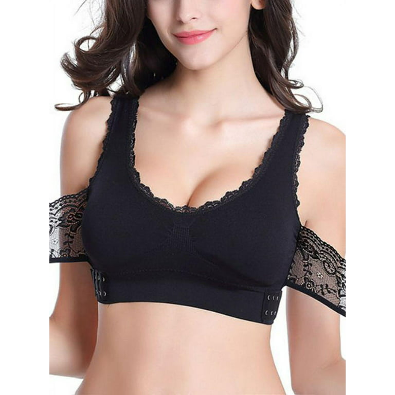 Women's Sports Bra Wireless Padded Push Up Cross Front Side Closure Solid  Color Lacy Contour Bra Active Bralette Yoga Fitness Running Workout Bras  for