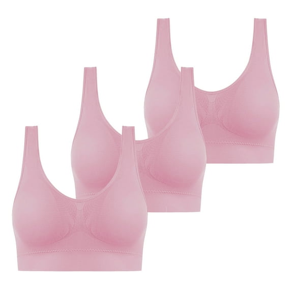Women's Sports Bras, 3 Pack Sports Bras for Women Wirefree Padded Workout Yoga Gym Fitness Bra Medium Support Plus Size Push Up Bras S-6XL