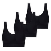 Womens Sports Bras, 3 Pack Sports Bras for Women Wirefree Padded Workout Yoga Gym Fitness Bra Medium Support Plus Size Push Up Bras S-6XL Womens Bras Clearance under $5