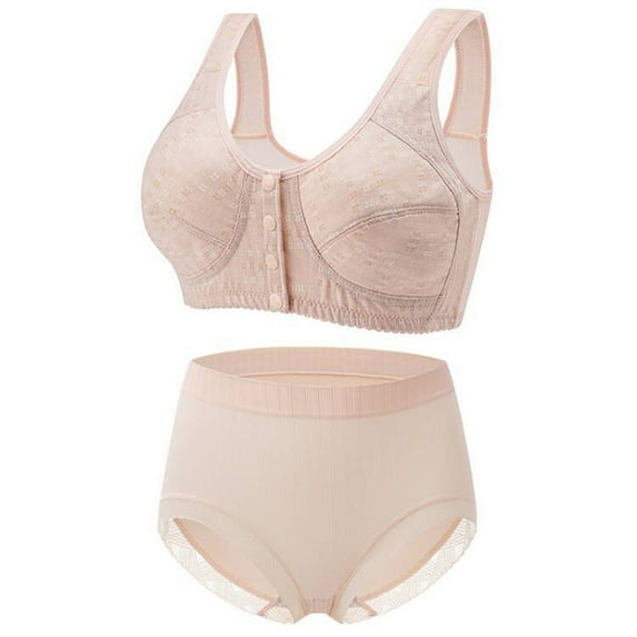 Women's Sports Bras Clearance Wireless Button Closure Push Up Elder Woman Bra Non Padded Lightweight Comfort Underwear Bras 46