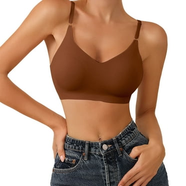 Women's Sports Bras Comfort Lightly Lined Seamless Wireless Triangle Bralette Bra Full Coverage Wirefree Bra