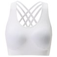 thumbnail image 1 of Women's Sports Bras, High Impact Strappy Sports Bra Seamless Padded Sports Bra Yoga Bras Workout Bra Activewear Bra(White, L), 1 of 6