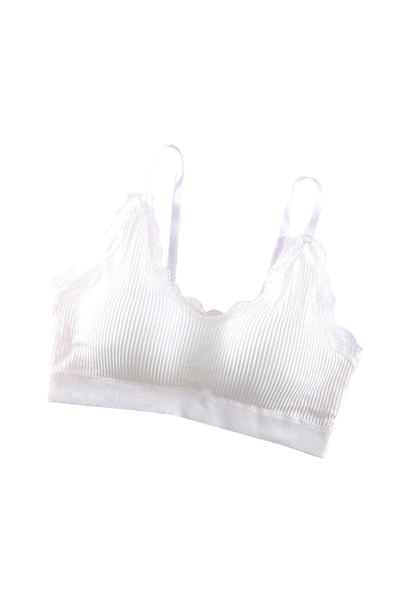 Women's Sports Bras No Underwire Bra Feature V-Neck No Underwire Bra Style W-1917 Hook and Eye Closure Wireless Push Up Bra White One Size