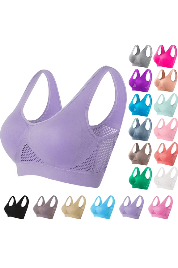 Womens Seamless Wireless Bras Sports High Support Sports Bra Wirefree Yoga Bra for Women Purple 4XL