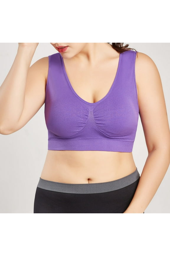 Women's Sports Bras Plus Size High Impact Full Support Non-padded Wireless Workout Running Exercise Bra Activewear,Purple,5XL