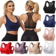 thumbnail image 1 of UVEASISHA Women's Sports Bras Push Up Zipper Front Closure Bra Hollow Out Racerback Bra Comfort Workout Cropped Tank Top Running Yoga Bras White 4XL, 1 of 5