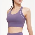 thumbnail image 1 of Women's Sports Bras Shock-absorbing Gathering Collection And Complementary Breast Color Matching Edging No Wear Sports Bra Wireless Bras for Women Purple L, 1 of 4