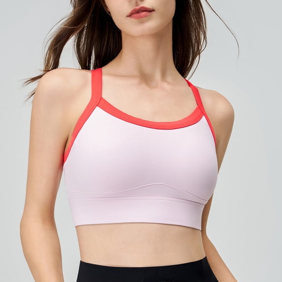 Women's Sports Bras Sports High Waisted Hip Lifting Shorts Shock-absorbing Bra Drying Sports Bra Set Bras for Women No Underwire Pink 2XL