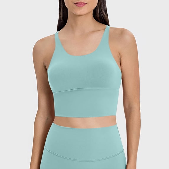 Women's Sports Bras Thin Shoulder Strap Shock-absorbing Running Fitness Bra Beautiful Back Sexy Yoga Gathering Sports Bra Bras for Women No Underwire Green S