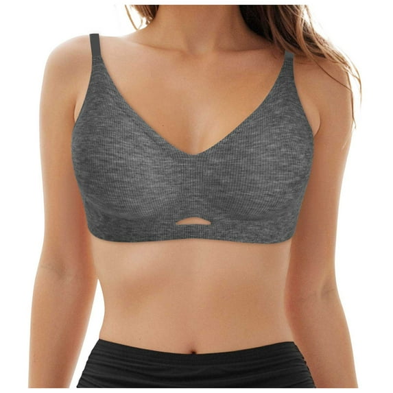 Women's Sports Bras White 3 Pack Womens Deep V Bras Wireless Comfortable Bra Supportive No Underwire Bras Tshirt Push Up Bralettes Plunge Seamless Bra
