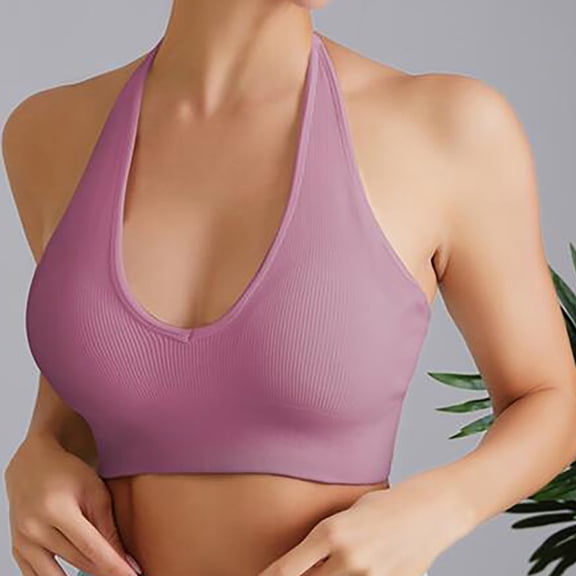 Women's Sports Bras Women's-Shaped Sexy Cup Yoga Adjustable Back Wicking Sports Bra Bras for Women No Underwire Pink S