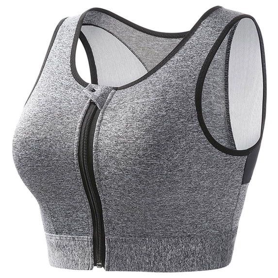 Women's Sports Bras, Womens Zip Front Closure Bra Wireless Seamless Comfort Full Coverage Back Smoothing No Underwire Bralettes XS-4XL