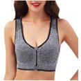 thumbnail image 1 of Women's Sports Bras Zipper Shockproof Gathers No Steel Vest Running Fitness Underwear Sports Bra Comfortable Bras for Women Gray L, 1 of 6