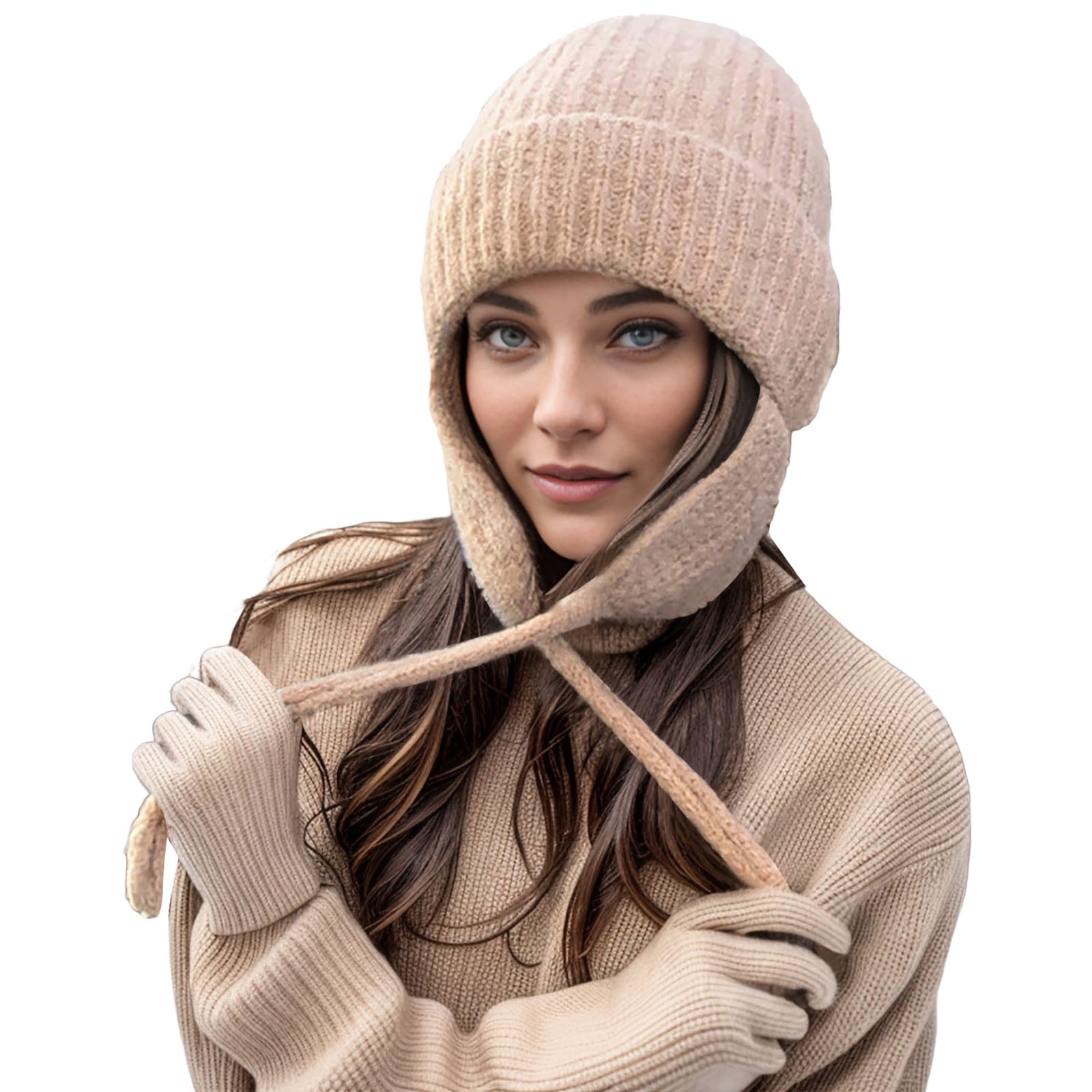 Women's Sports Hats Solid Color Casual Outdoor Winter Plush Warm Knit Ear Warm Dailywear Stylish