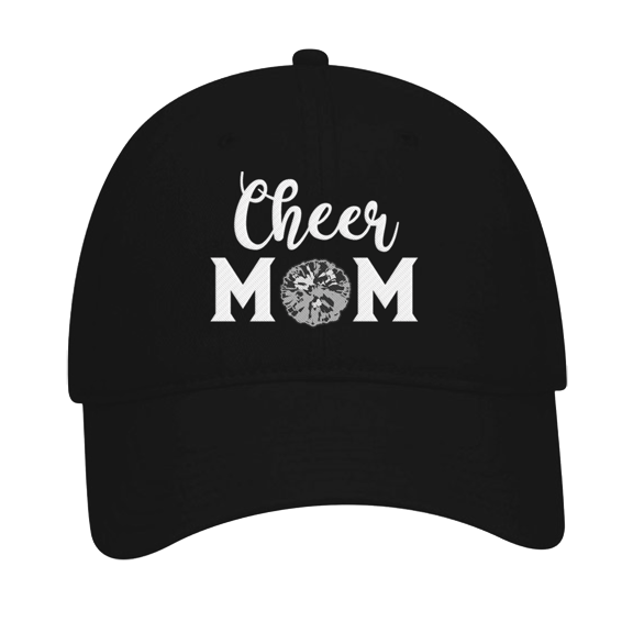 Women's Sports Mom Embroidered Ladies Fit Dad Hat with Metal Buckle Back, Black, Cheer Mom