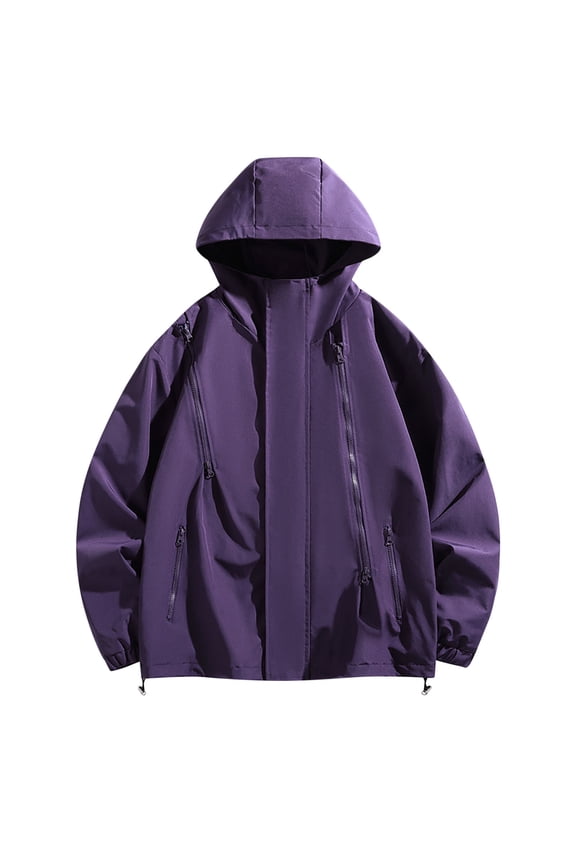 Women's Sports Outdoor Hardshell Jacket Windproof Warm Removable Cap Mountaineering Jacket Thin Jacket