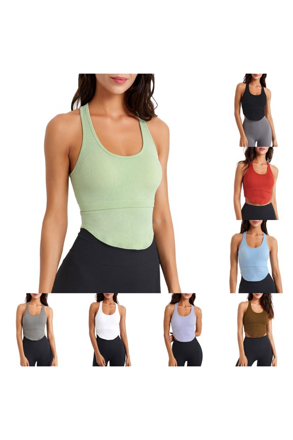 Women's Sports Running Fitness Yoga Solid Tank Top 5x Womens Tops Fitted Too Apparel T Shirt plus Top Dress Shirt Push up Top Sleeveless Undershirts Women Bra Athletic Top for Women Blouse