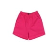 thumbnail image 1 of Women's Sports Short Pants Elastic Waist Solid Color High Waisted Running Gym Yoga Hot Pants Rose Red 4XL, 1 of 2