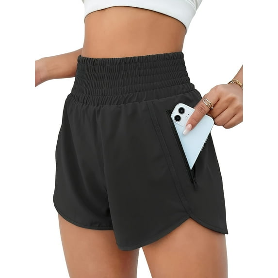 Women's Sports Shorts, High Waist Running Shorts, Pocket Sports Shorts, Gym Elastic Sports Shorts