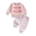 thumbnail image 1 of BemeyourBBs Girl Fall Outfits Strawberry Long Sleeve Pullover + Stripe Pants, 1 of 9