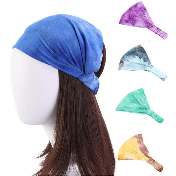 Women's Sports Sweatbands Tie-dye, Bohemian Headbands For Workouts, Running, Yoga Exercises, Wide Bandanas, Bandanas, Fashion Summer Hair Accessories For Thick And Fine Hair