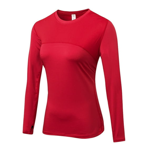 Women's Sports T-shirt Breathable & Stretchy Crew Neck Long Sleeves Tops with Quick Drying Mesh Panel , Sizes XS-XXL