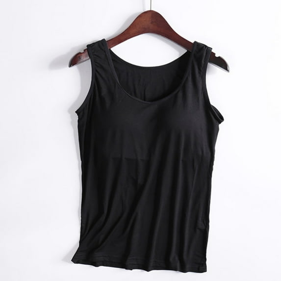 Women's Sports Top Tank Casual Round Neck Suspender Solid Color Sleeveless Chest Pad No Steel Ring Cup Outer Wear Bottom Underwear Yoga