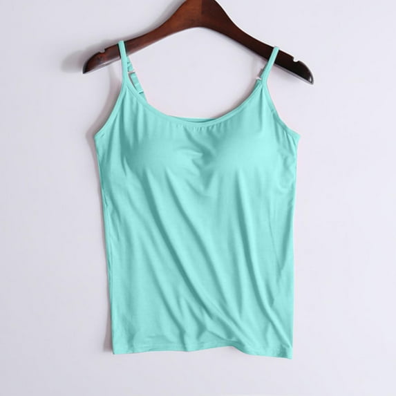 Women's Sports Top Tank Casual Round Neck Suspender Solid Color Sleeveless Chest Pad No Steel Ring Cup Outer Wear Bottom Underwear Yoga