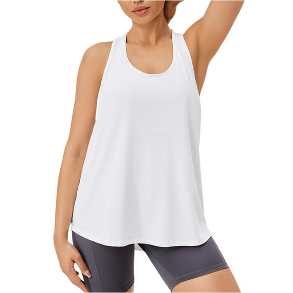 Women's Sports Tops Sleeveless Racerback Tank Top Lightweight Active Tennis Yoga Tops Sports Running Tank Top, Breathable and Supportive for Fitness, Perfect Daily Activities,White S