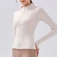 thumbnail image 1 of Women's Sports jackets Quick-drying Running Training Coat Fitness Top Gym Jacket Long Sleeve Sports Jacket Workout Sweatshirt (Beige,S), 1 of 7