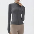 thumbnail image 1 of Women's Sports jackets Quick-drying Running Training Coat Fitness Top Gym Jacket Long Sleeve Sports Jacket Workout Sweatshirt (Gray,S), 1 of 7
